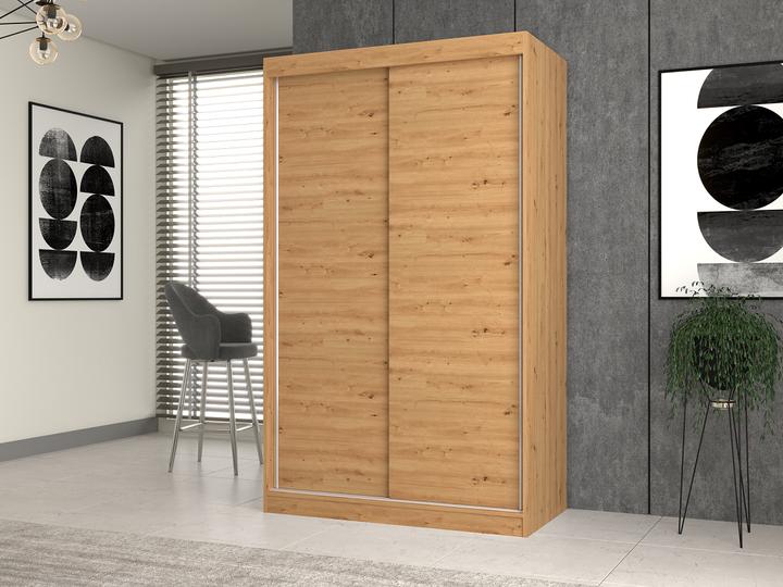 Produktbild Topeshop IGA 120 ART B KPL Schlafzimmer-Schrank 7 Regale 2 Tür(en) Eiche Garderobe (120 x 61 x 200 cm)