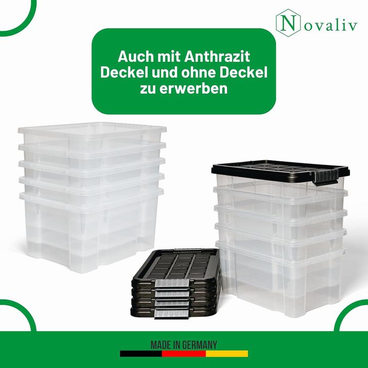 Produktbild Novaliv Aufbewahrungsbox mit Deckel 5L transparente Nestbar stapelbare Plastikbox mit Clipverschluss (5 l)