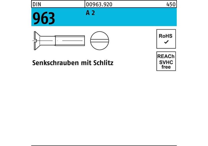 Produktbild Senkschraube ISO 2009 m.Schlitz M 3 x 25 A 2 (200 Schrauben pro Stück)