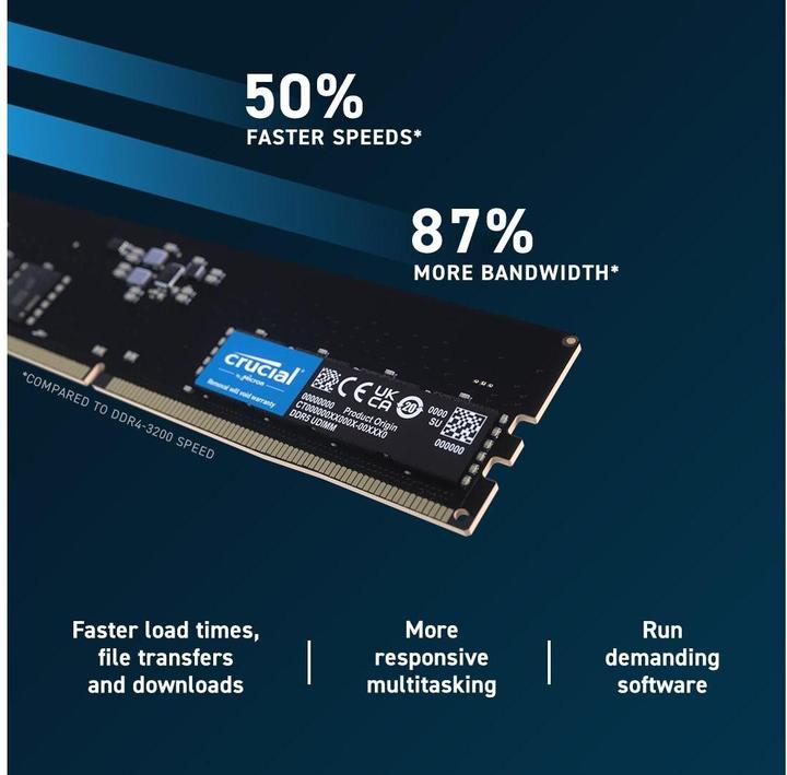 Actual product image Crucial Desktop Memory (1 x 16GB, 5600 MHz, DDR5 RAM, DIMM)