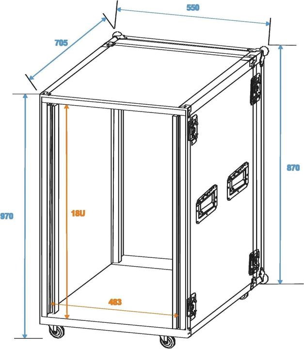 Produktbild Roadinger Verstärkerrack PR-2ST, 18HE, 57cm mit Rollen (Verstärker)