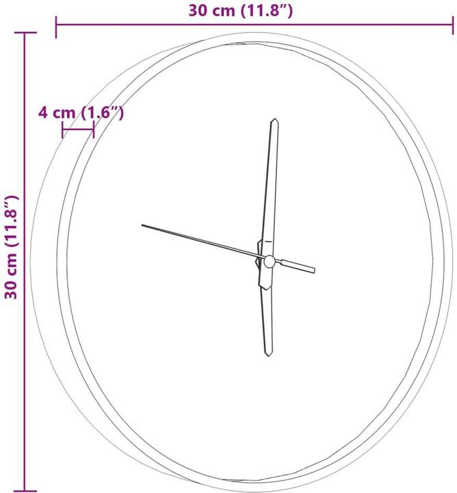 Produktbild VidaXL Wanduhr mit Leuchtender Skala und Zeiger Ø30 cm (30 cm)