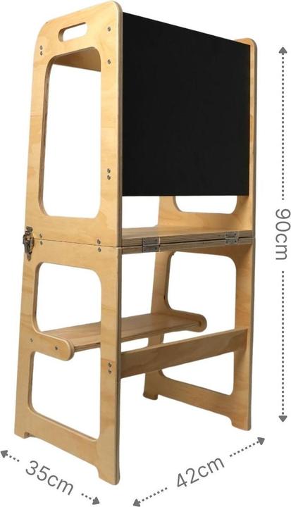 Actual product image Hermex Faltbarer Kinder-Lernturm aus Holz mit Maltafel