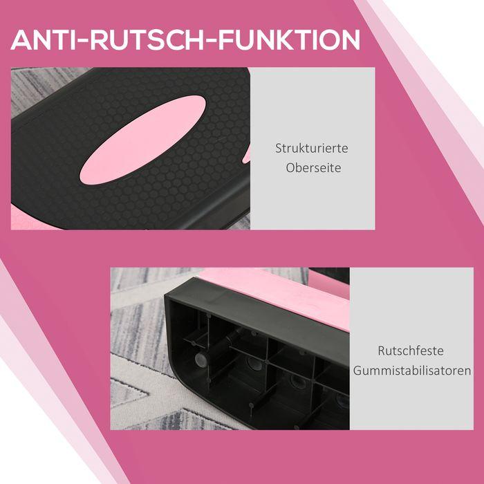 Actual product image Swisshandel24 Aerobic stepper, height-adjustable, 80x31x10/15/20cm, up to 150 kg, black/pink/grey