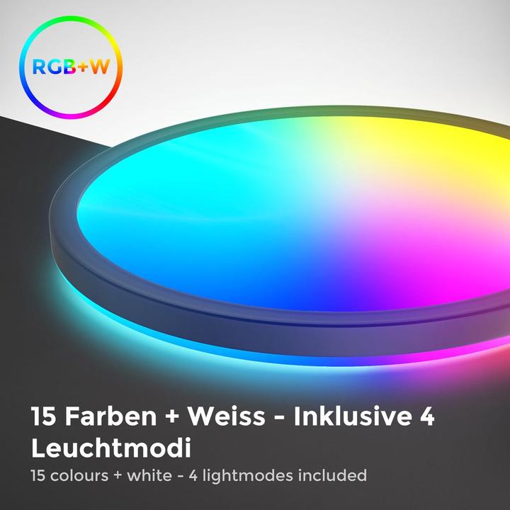 Produktbild B.K.Licht Ultraflaches RGB/W-LED Panel mit Backlight, schwarz, 1xLED/15W (1850 lm)