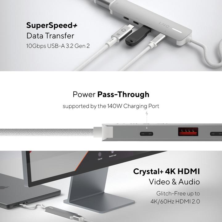 Image du produit LINQ Connects 5in1 PRO USB-C Multiport Hub 140W (USB-C, 5 Ports)