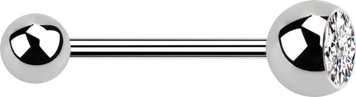Produktbild Star Piercing Micro Barbell silber mit Kugel und Kugel Kristall silber (Chirurgenstahl 316L, ohne Messing)