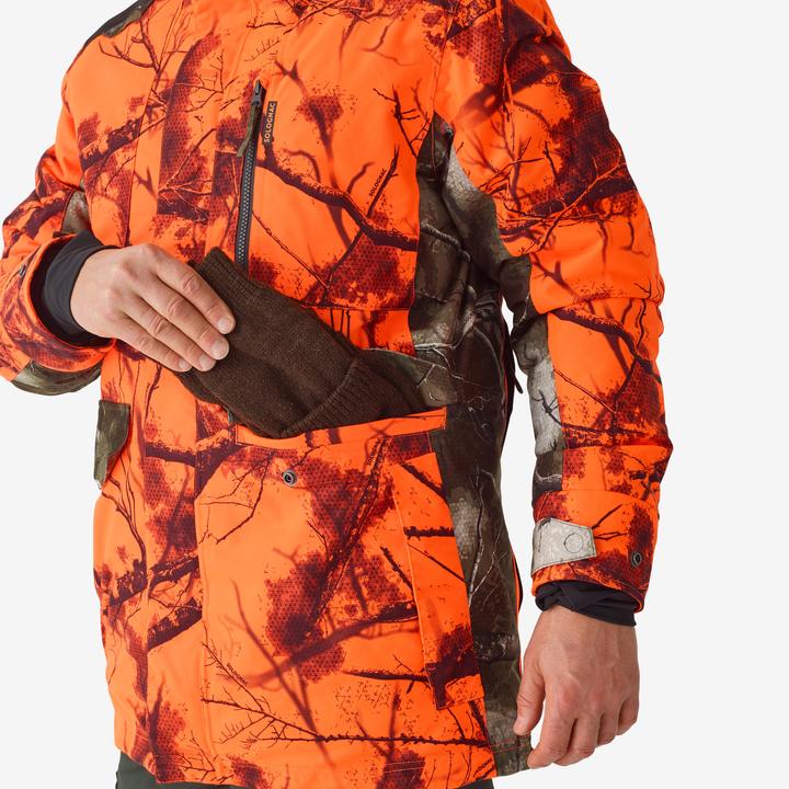 Image du produit Solognac Chasse Silent Warm Waterproof Jacket Neon Treemetic Hide 500