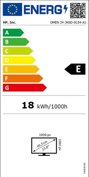Label énergétique HP Omen 24 (1920 x 1080 pixels, 23.80")