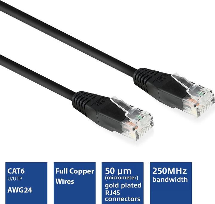 Image du produit IB8952 Câble réseau 0,25 m Cat6 U/UTP (UTP) Noir (U/UTP, CAT6, 0.25 m)