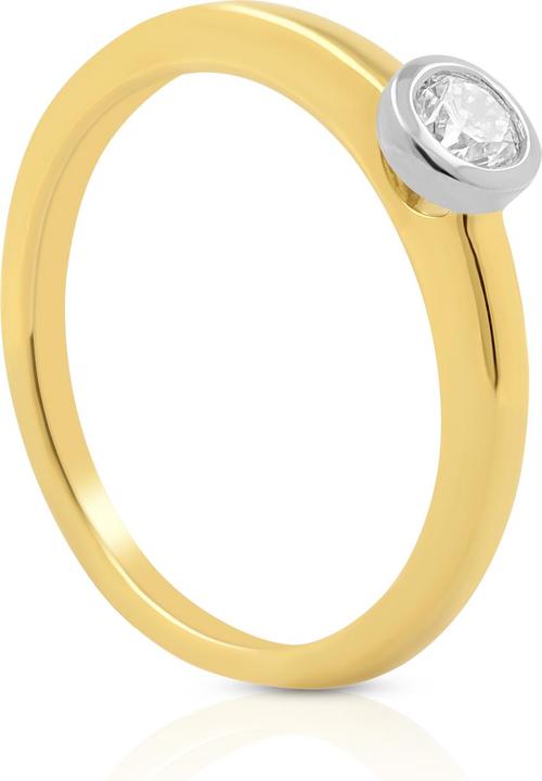 Immagine prodotto Muau Anello solitario cornice impostazione oro giallo 750, diamanti 0.25ct. impostazione oro bianco 750 (56, 950 Platino)