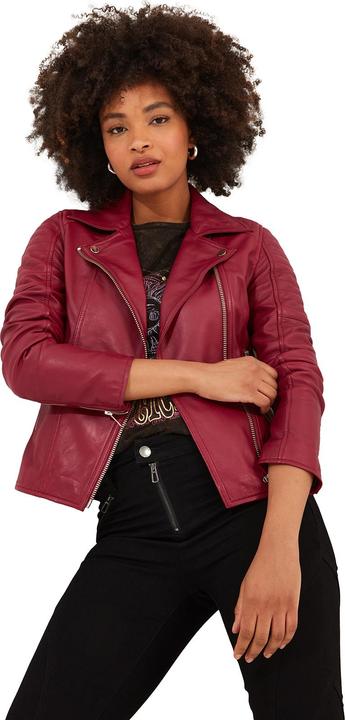 Actual product image Joe Browns Raspberry Leather Biker Jacket (38)