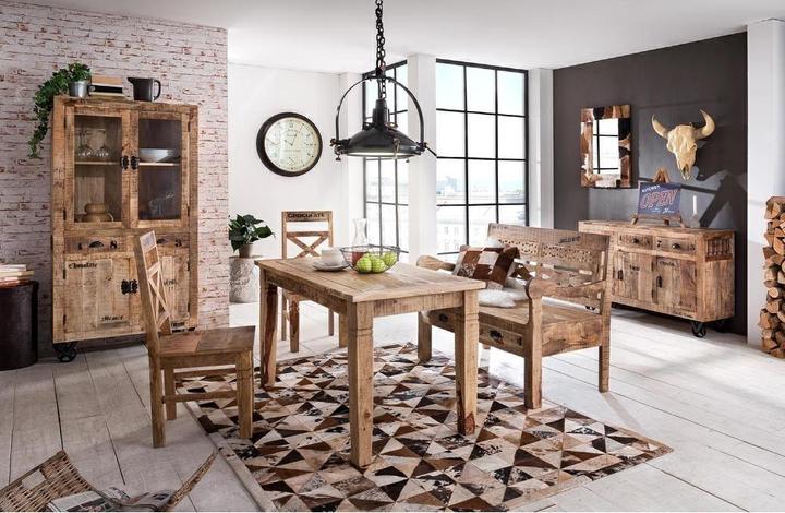 Produktbild SIT Möbel Vitrine Vintage Natural Wood natur antik schwarz (90 x 180 x 40 cm)
