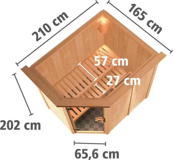 Produktbild Karibu Sauna Caspin Eckeinstieg, Kranz (Ohne Ofen)