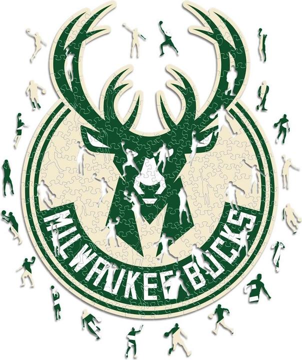 Actual product image Iconic NBA - Milwaukee Bucks - Logo - Wooden Puzzle Size L (500 pieces) (500 pieces)