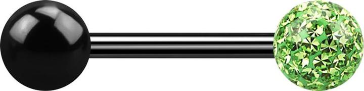Produktbild Star Piercing Barbell schwarz mit Kugel und Kristallkugel hellgrün Epoxy Schutzschicht (ohne Messing, Titan G23)