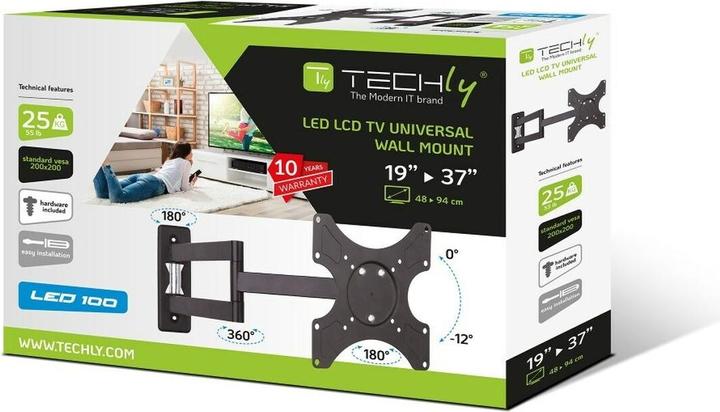 Image du produit Techly Support mural inclinable (Mur, 37", 25 kg)