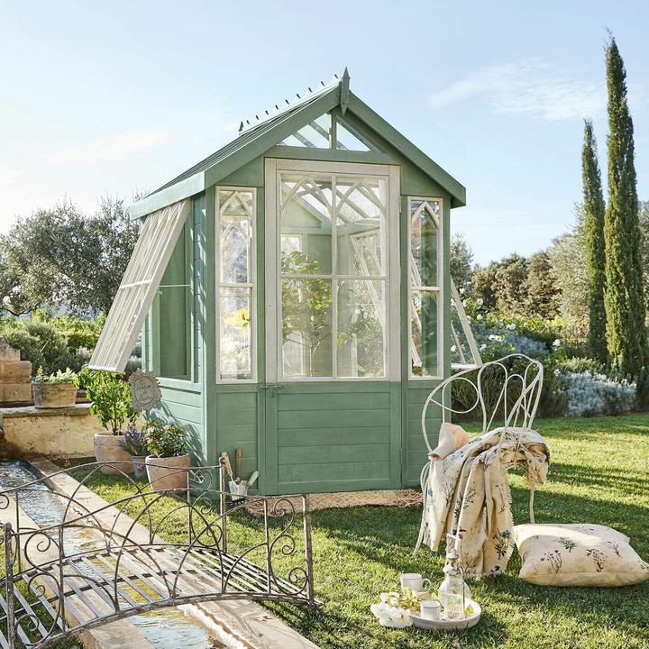 Produktbild Loberon Gartenhaus Anyós grün/weiss