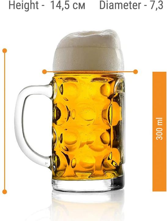 Immagine prodotto Ich-zapfe Bicchiere da birra, set di 6 boccali da birra, ISAR - 0,3 litri (0.30 l, 1 x)