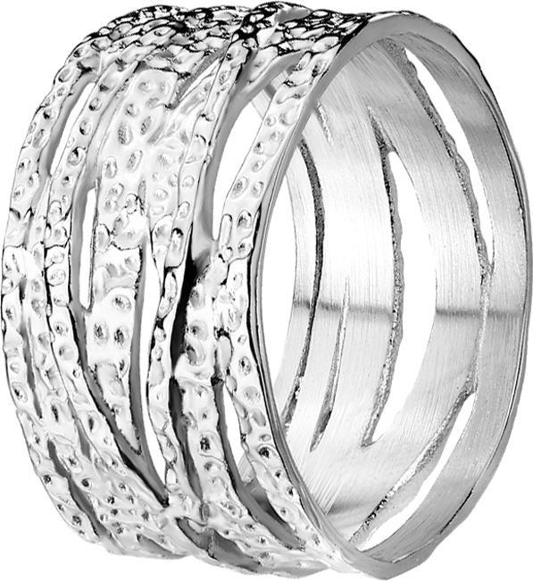 Produktbild Star Piercing Ring silber Kreuz und Quer Hammerschlag (Chirurgenstahl 316L, ohne Messing)