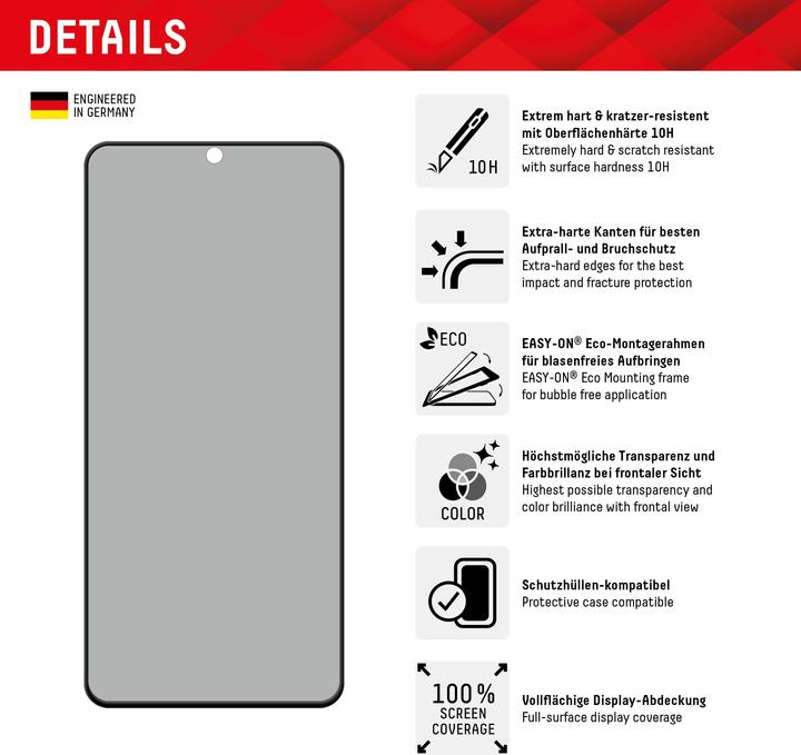 Produktbild Displex Real Glass, Privacy Full Cover Panzerglas (1 Stück, Samsung Galaxy S22 5G, Samsung Galaxy S23+)