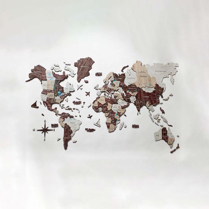 Immagine prodotto Enjoy The Wood Mappa del mondo in 3D (90 x 150 cm)
