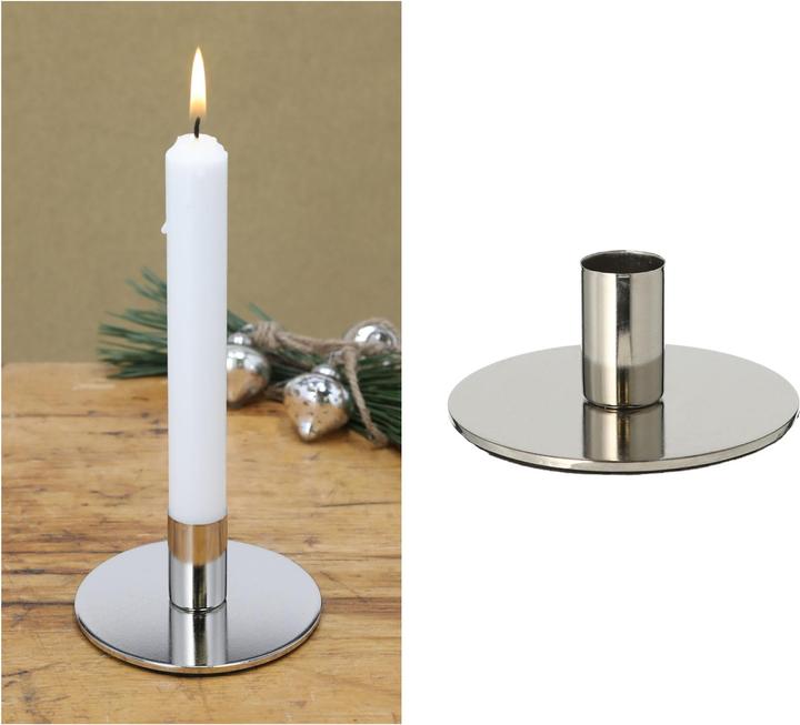 Image du produit Novaliv 8x Porte-bougies en métal ARGENT 10x5cm Noël Déco Plat à bougies Pin à bougies (10 x 5 cm)