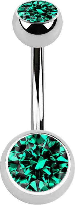 Actual product image Star Piercing Banana silver with two turquoise crystal balls (without brass, Surgical steel 316L)