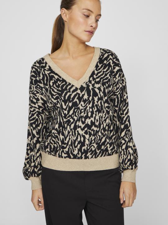 Actual product image Vila V-neck jacquard knitted jumper (M)