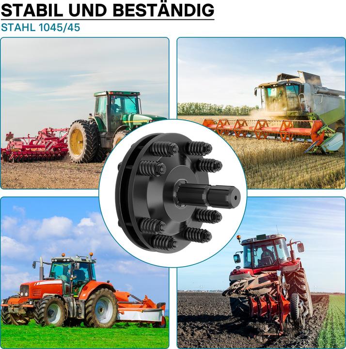 Produktbild Wiltec Zapfwellen Kupplung 6 Zahn Keilwelle 1 3/8" AG IG PTO-Shaft max. 1200Nm, schwarz (Traktorzubehör)