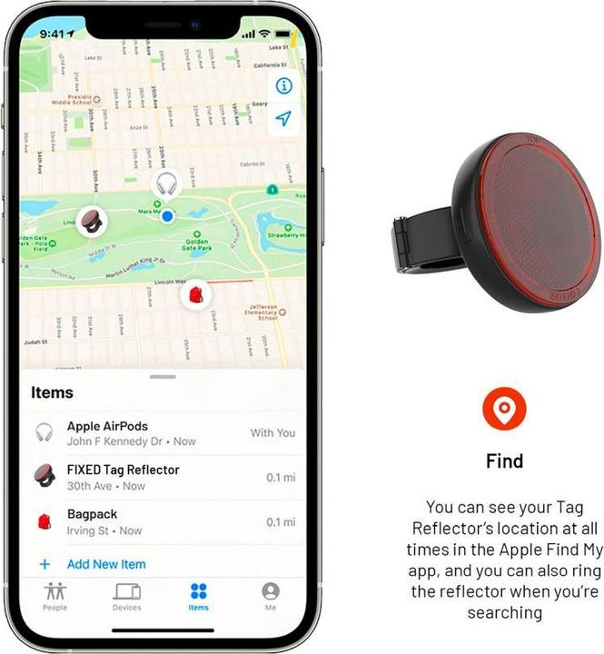 Actual product image Fixed Tag Reflector with Find My support - Black (Optimus Black)