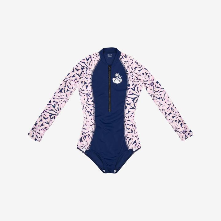 Image du produit Olaian Maillot de bain une pièce surf manches longues zip avant Fille - 500 Lucy lilas (12, 13, 14)