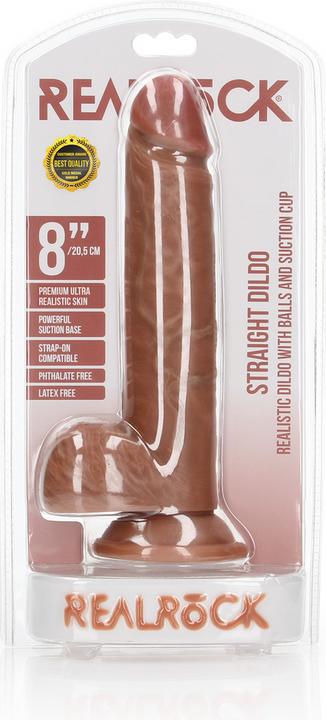 Produktbild RealRock Straight Realistic Dildo with Balls and Suction Cup - 8"/ 20,5 cm