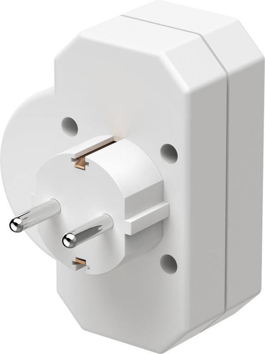 Image du produit Hama Adaptateur de prise 3x, 1x contact de protection, 2x Euro, interrupteur, blanc (CEE 7/16, 3 x)
