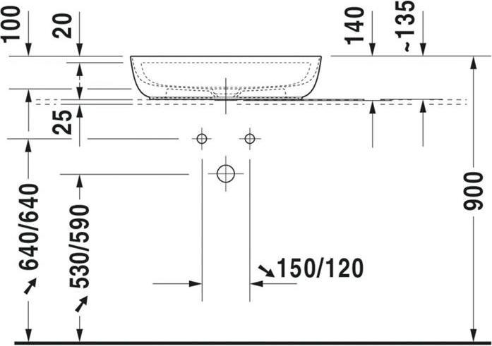 Image du produit Duravit Vasque à poser LUV o ÜL m HLB 600x400mm 1 HL we sdm WG (400 mm, 600 mm)