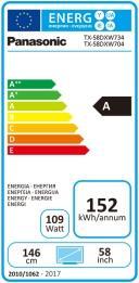 Label énergétique Panasonic Tx-58dxw734 (58", LCD, 4K)