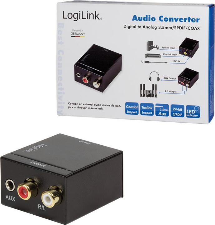 Actual product image LogiLink Coaxial and Toslink Adapter (Digital -> Analog)