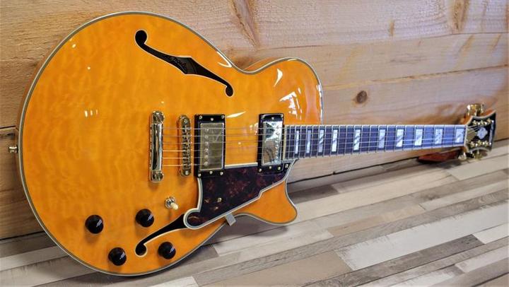 Immagine prodotto D'angelico Guitars Chitarra D & Aposangelico Excel SS XT Stopbar Vintage Natural Quilt Semi-Akestic (Daessxtqvnatgs) (Chitarra semi acustica, Acero, Rosa, Legno laminato)