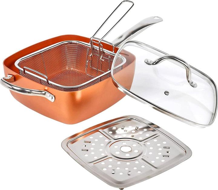 Image du produit InnovaGoods Sauteuse avec accessoires - Cuivre (Cocotte + faitout, Céramique, Aluminium)