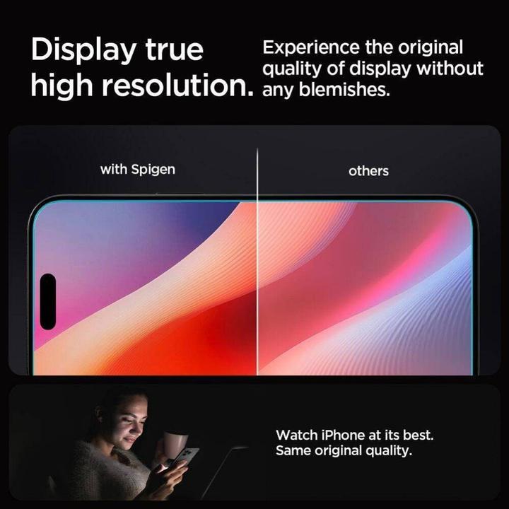 Actual product image Spigen Glas (2 Piece, Apple iPhone 16 Pro)