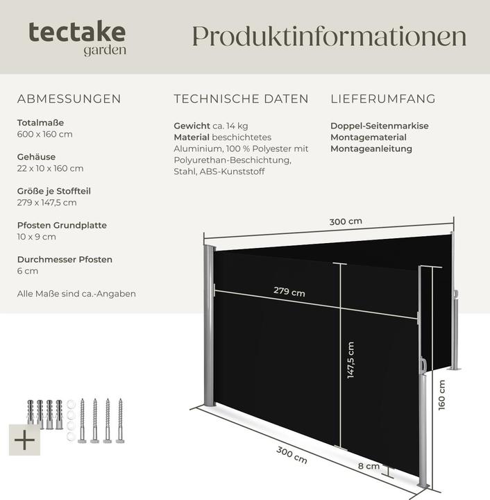 Actual product image tectake Double side awning (6 m)