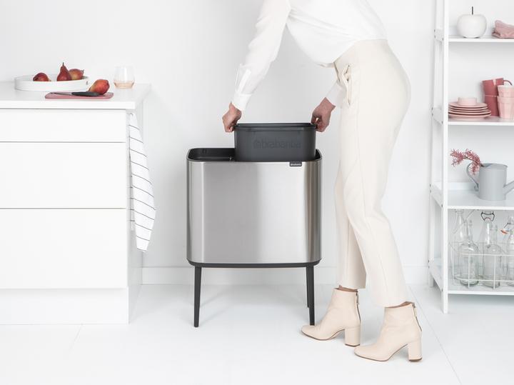 Actual product image Brabantia Waste bin for separation with button, silver (31 62 27) (34 l)