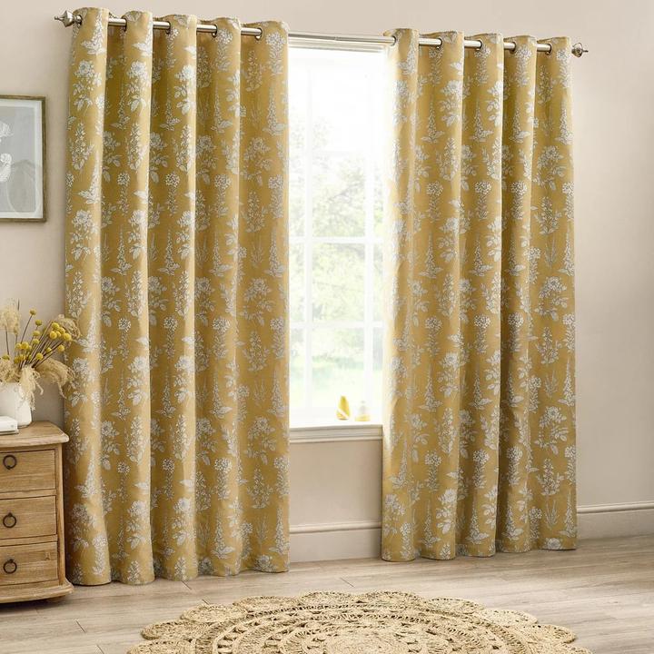 Actual product image Wylder Nature Sophia Jacquard Floral Eyelet Curtains (168 x 183 cm)