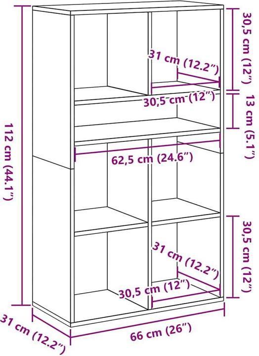Produktbild VidaXL Bücherregal Altholz-Optik 66x31x112 cm Holzwerkstoff Lagerschrank