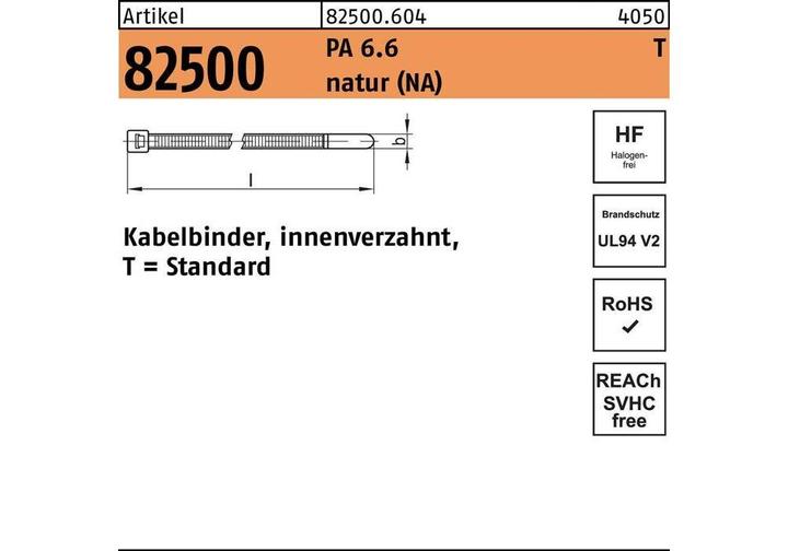 Actual product image HellermannTyton Cable tie 150x3,6mm PA6,6 (Plastic cable ties, 150 mm, 100 pcs.)
