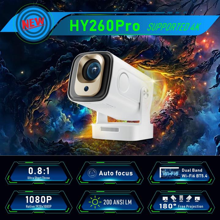 Immagine prodotto PhoneLook Smart Projektor HY260 Pro Heimkino 200 ANSI Lumen Android (Wi-Fi, Bluetooth, HDMI, integrierte Apps) (200 lm)