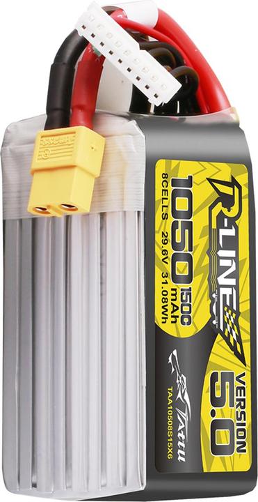 Immagine prodotto Tattu Lipo R-Line Version 5.0 1050mAh 29.6V 8S 150C battery with XT60 connector (29.60 V, 1050 mAh)