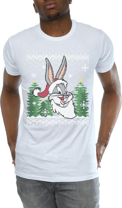 Actual product image Looney Tunes Mens Bugs Bunny Christmas Fair Isle T-Shirt (XL)