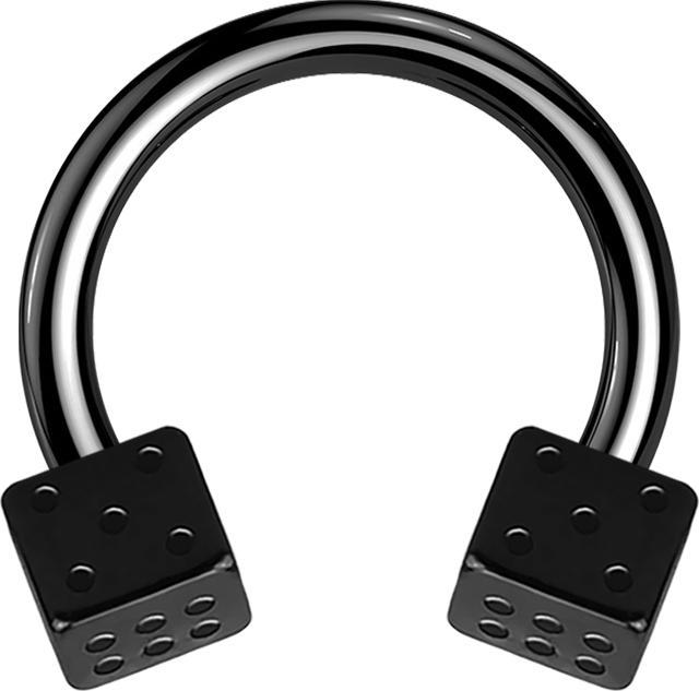 Star Piercing Micro Circular Barbell schwarz mit zwei Würfel (ohne Messing, Chirurgenstahl 316L)