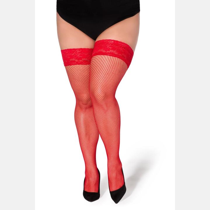 Produktbild Legg Story halterlose Netz-Strümpfe Christina rot T9/10